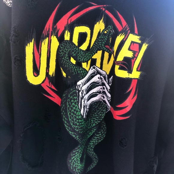 Unravel Project authentic distressed snake black hoodie. Unisex, loose fit. XS - Picture 5 of 10